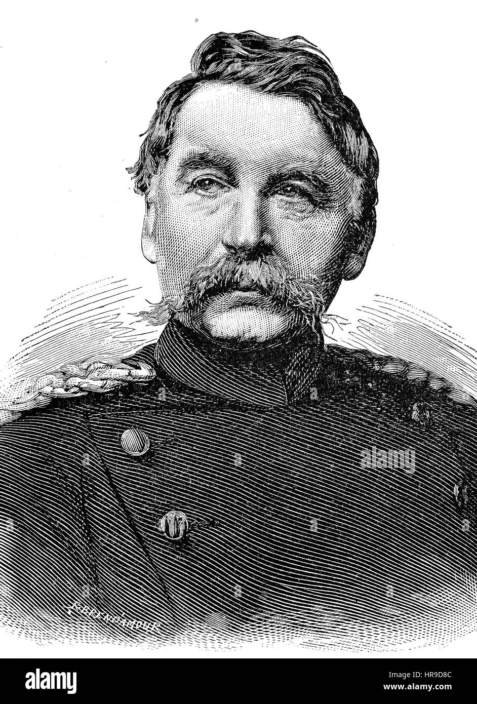 Gustav von Alvensleben, 1803 - 1881, was a Prussian General der Infanterie, Situation from the time of The Franco-Prussian War or Franco-German War,  Deutsch-Franzoesischer Krieg, 1870-1871, Reproduction of an original woodcut from the year 1885, digital improved Stock Photo
