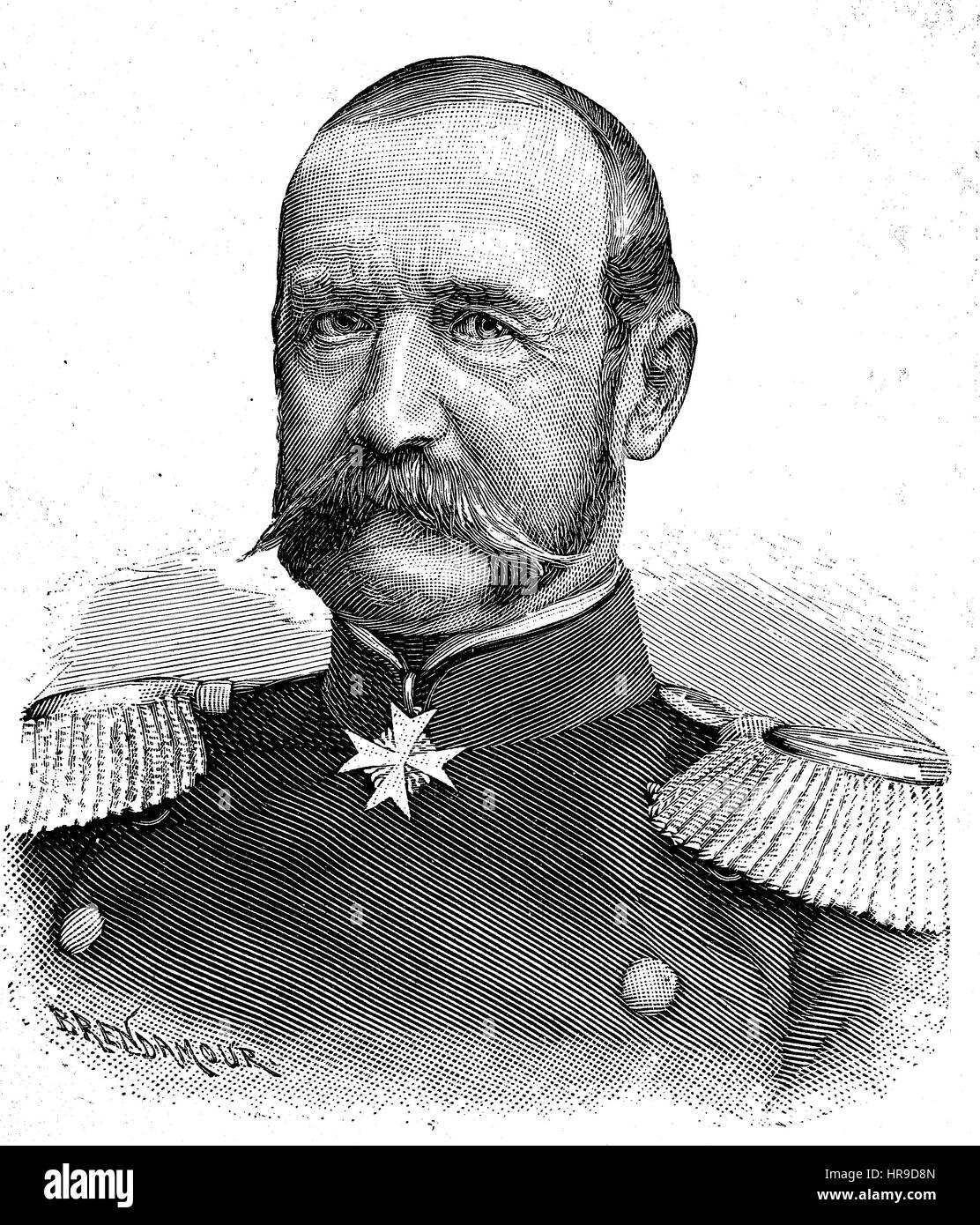 Rudolf Ferdinand von Kummer, 1816 - 1900, Was a Prussian officer, lastly General of the infantry, Situation from the time of The Franco-Prussian War or Franco-German War,  Deutsch-Franzoesischer Krieg, 1870-1871, Reproduction of an original woodcut from the year 1885, digital improved Stock Photo