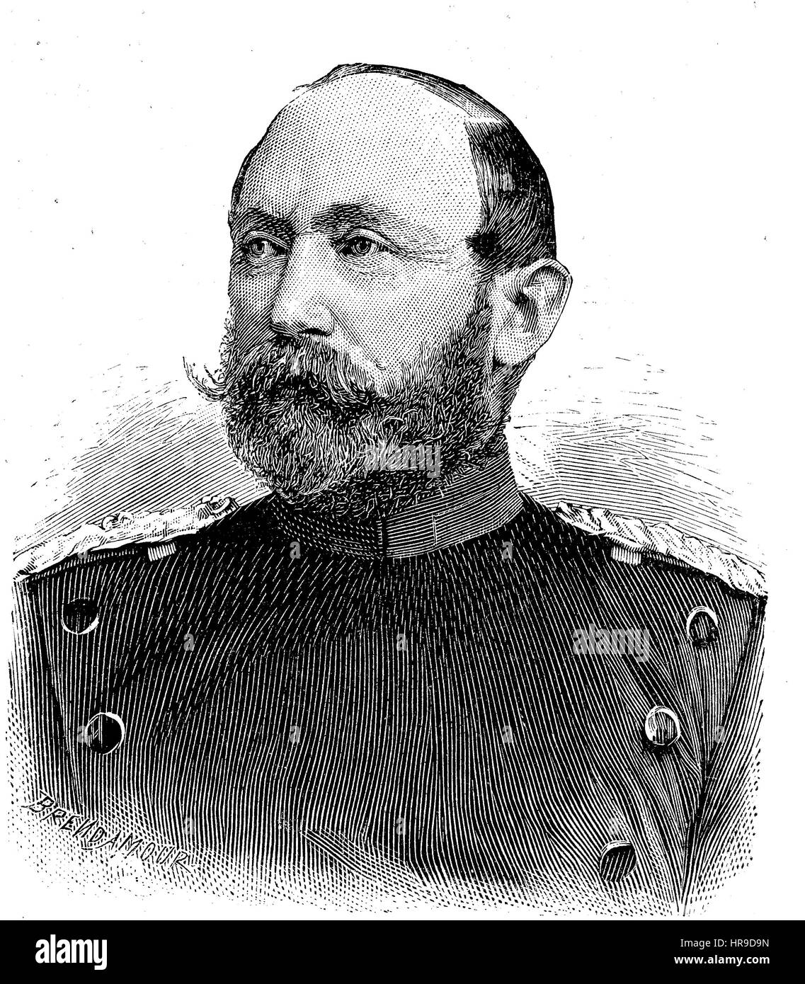 Gustav Adolf Oskar Wilhelm Freiherr von Meerscheidt-Huellessem, 1825 - 1895, Was a Prussian officer, lastly General of the infantry, Situation from the time of The Franco-Prussian War or Franco-German War,  Deutsch-Franzoesischer Krieg, 1870-1871, Reproduction of an original woodcut from the year 1885, digital improved Stock Photo