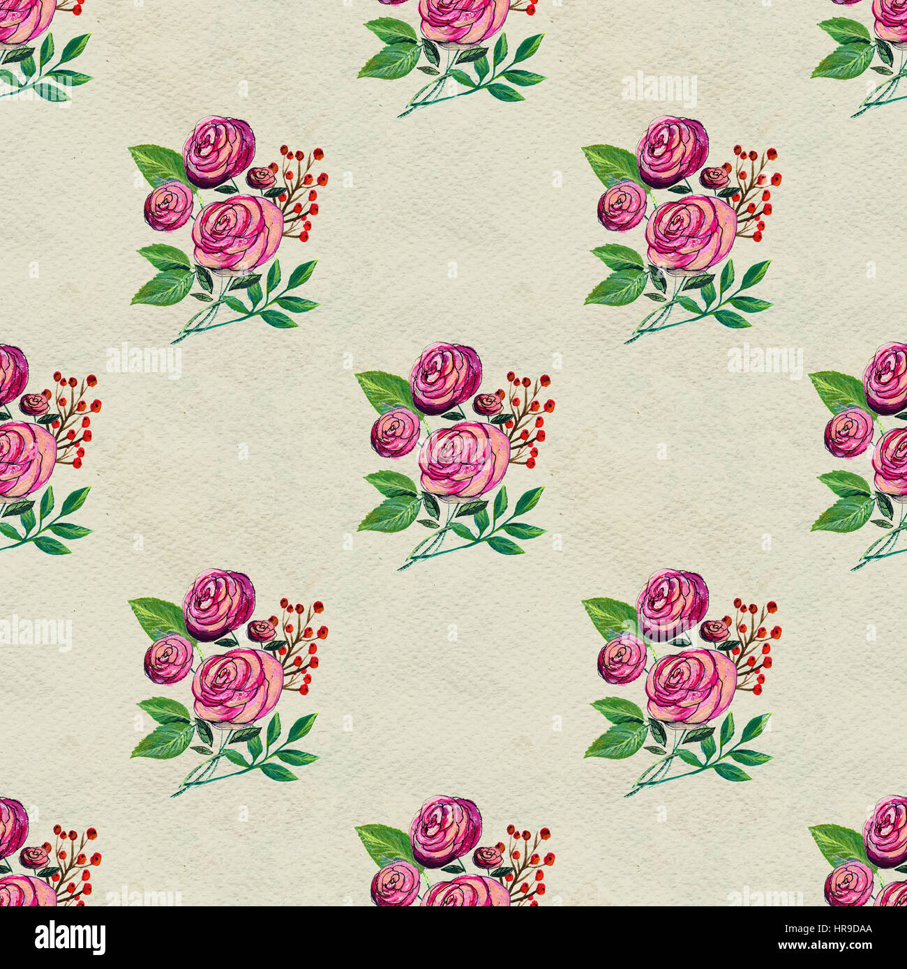 Seamless pattern with pink roses. Floral watercolor background Stock ...