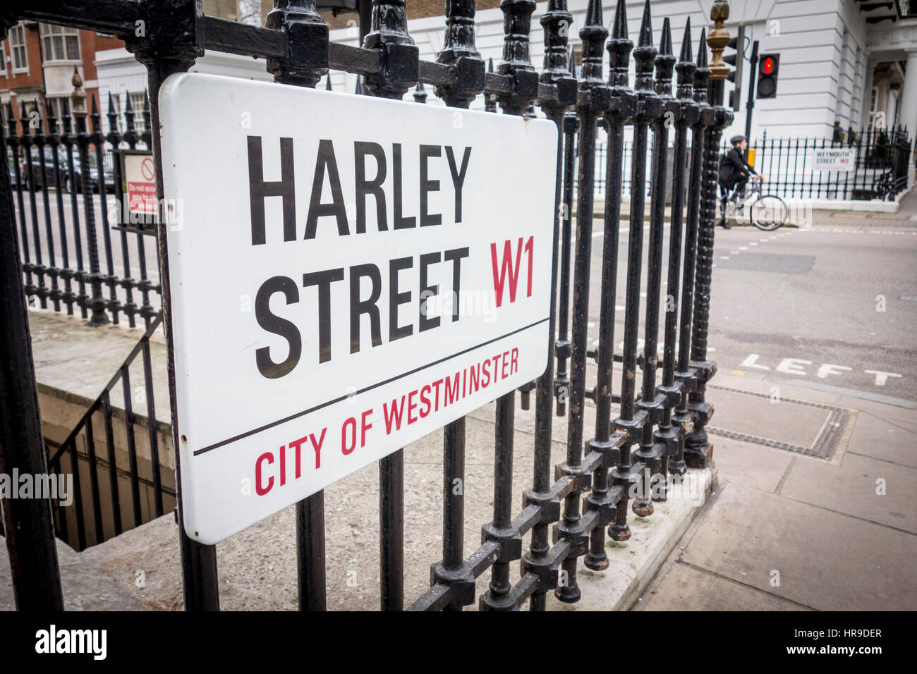 Harley Streey road sign, City of Westminster, London, UK Stock Photo