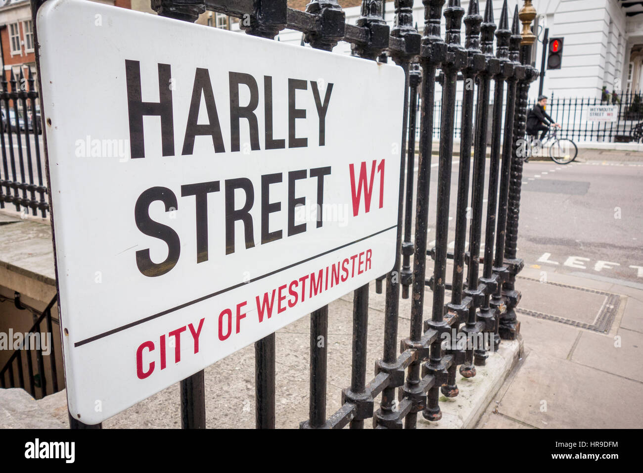 Harley Streey road sign, City of Westminster, London, UK Stock Photo