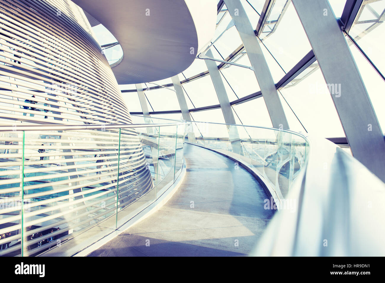 BERLIN, GERMANY - DEZEMBER 12: View of Reichstag dome on Dezember 12, 2015 in Berlin, Germany. The Reichstag dome is a glass dome constructed on top o Stock Photo