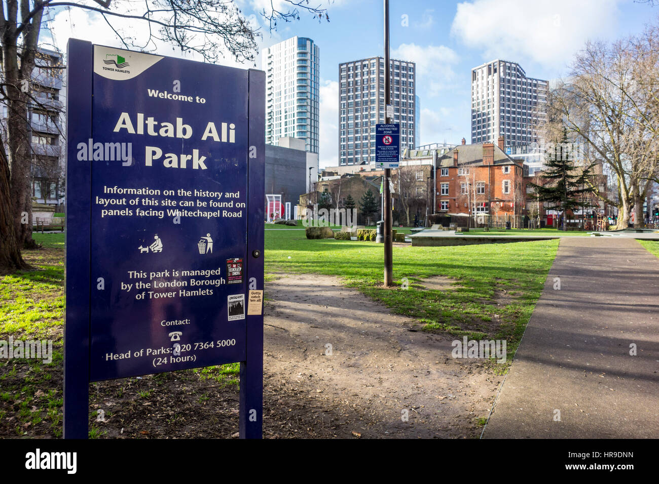 Altab Ali Park,  Formerly St. Mary's Park, East London, UK Stock Photo