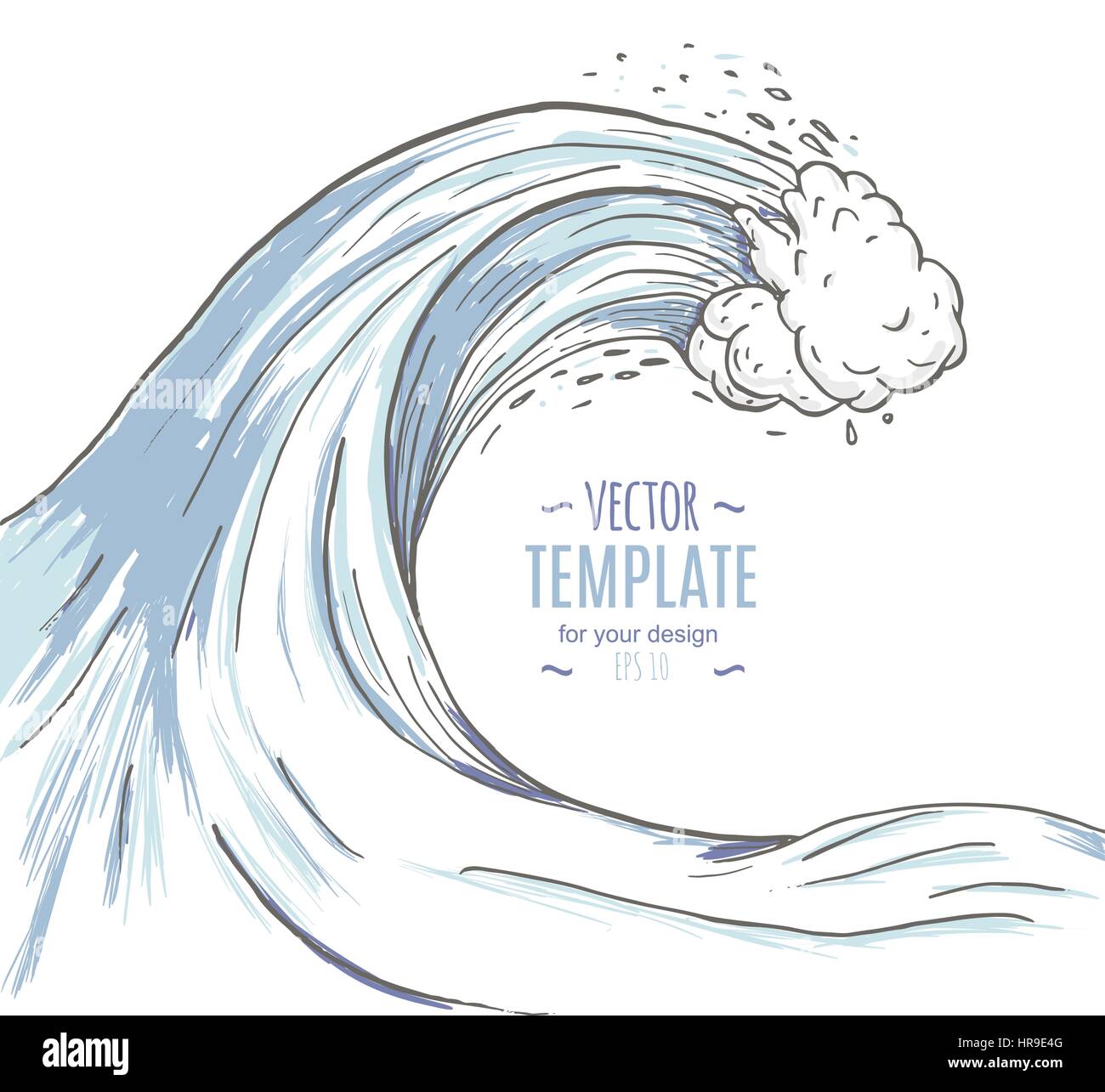 Great wave in a vintage retro hand drawn style Stock Vector Image & Art ...