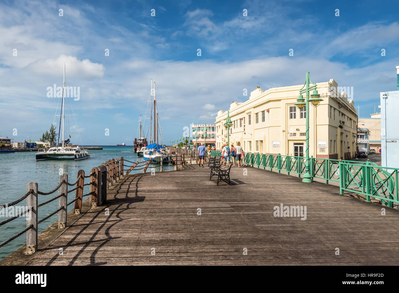 Bridgetown, Barbados December 18, 2016 Wooden quay of downtown at