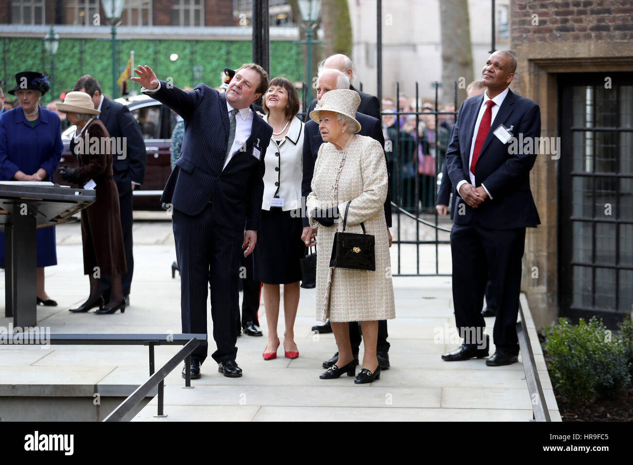 Queen Elizabeth II at Charterhouse in London where she opened their new development. Stock Photo