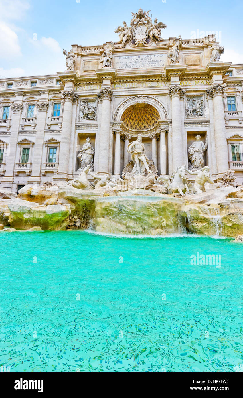 View of the Trevi Fountain in Rome, Italy. Stock Photo