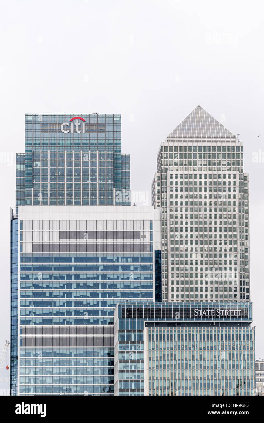 Canary Wharf, London, one of the city's two financial centres. Stock Photo