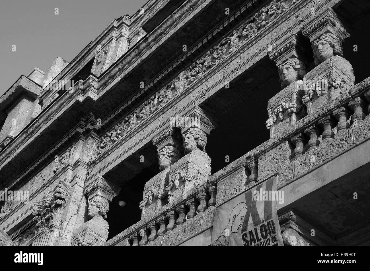 Detail of the Six Caryatid Sculptures on the Caryatid Building.  the Malecon, Havana, Cuba Stock Photo