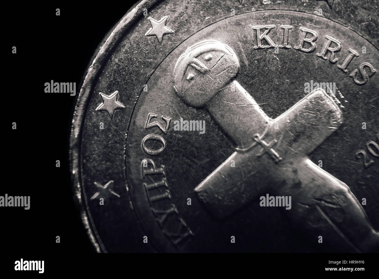 Cypriot euro coin. Business concept. Macro. Stock Photo