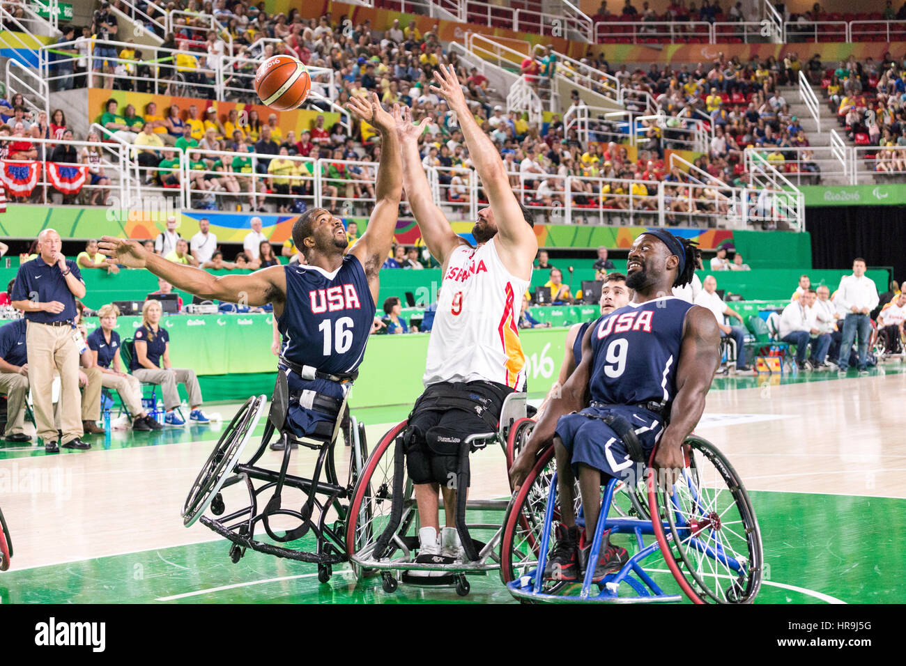 Wheelchair Basketball match in Rio Paralympic Games - USA Vs Spain Stock Photo