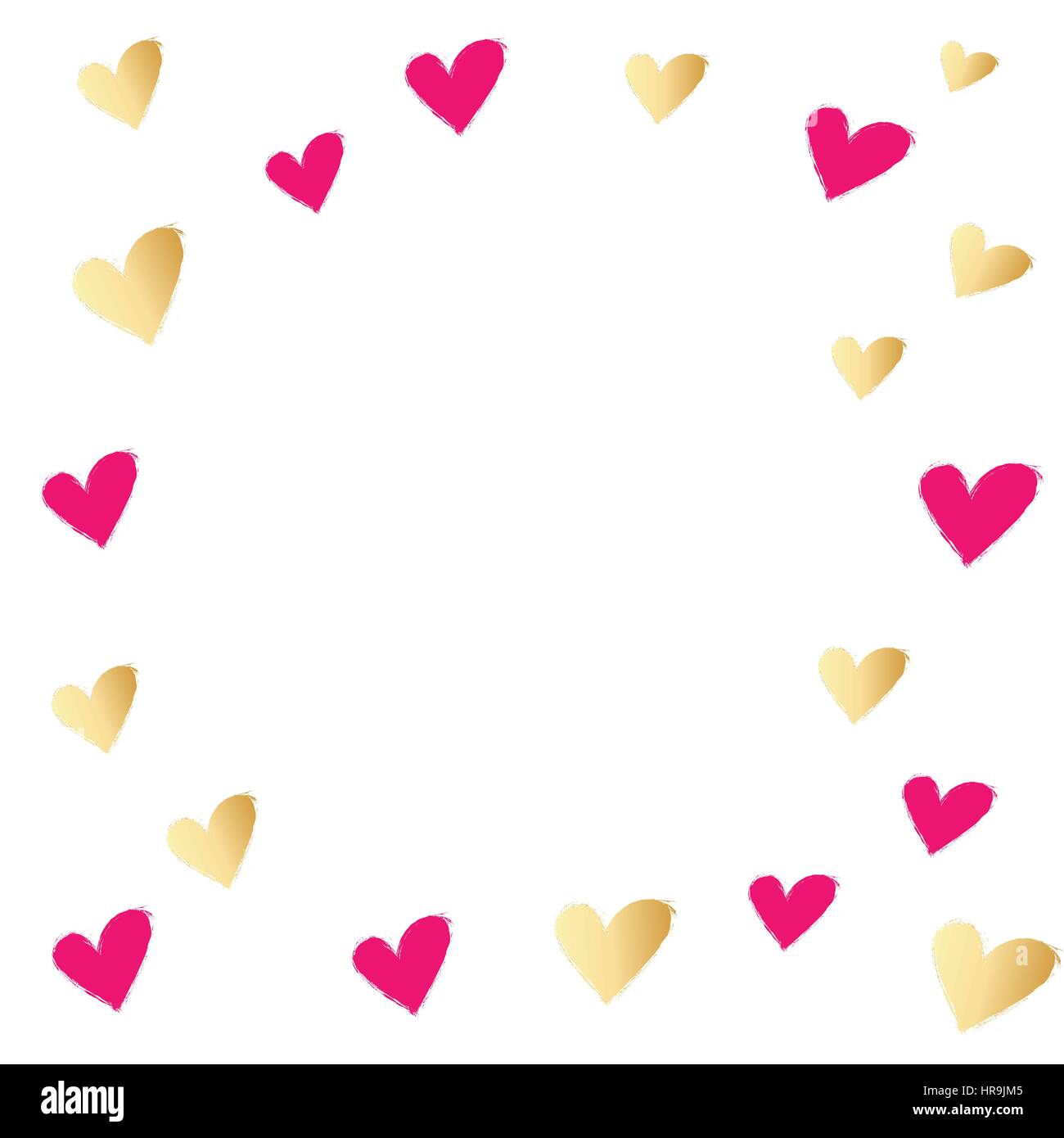 Red and Gold Hearts Isolated on White Background. Vector Illustration ...