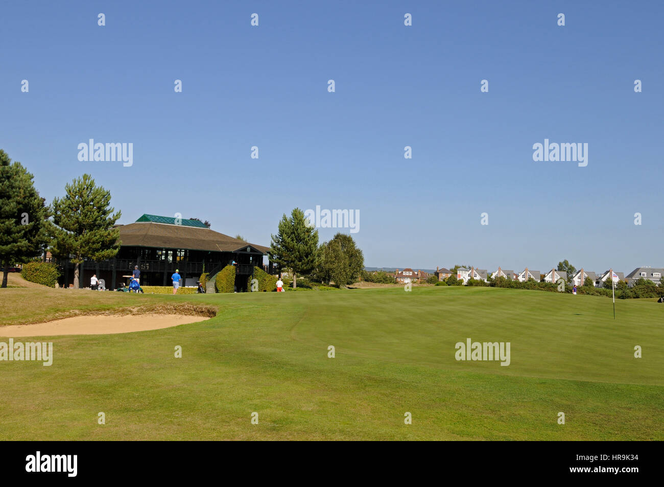 View of the 18th Green and Clubhouse, King's Hill, West Malling,Kent England Stock Photo