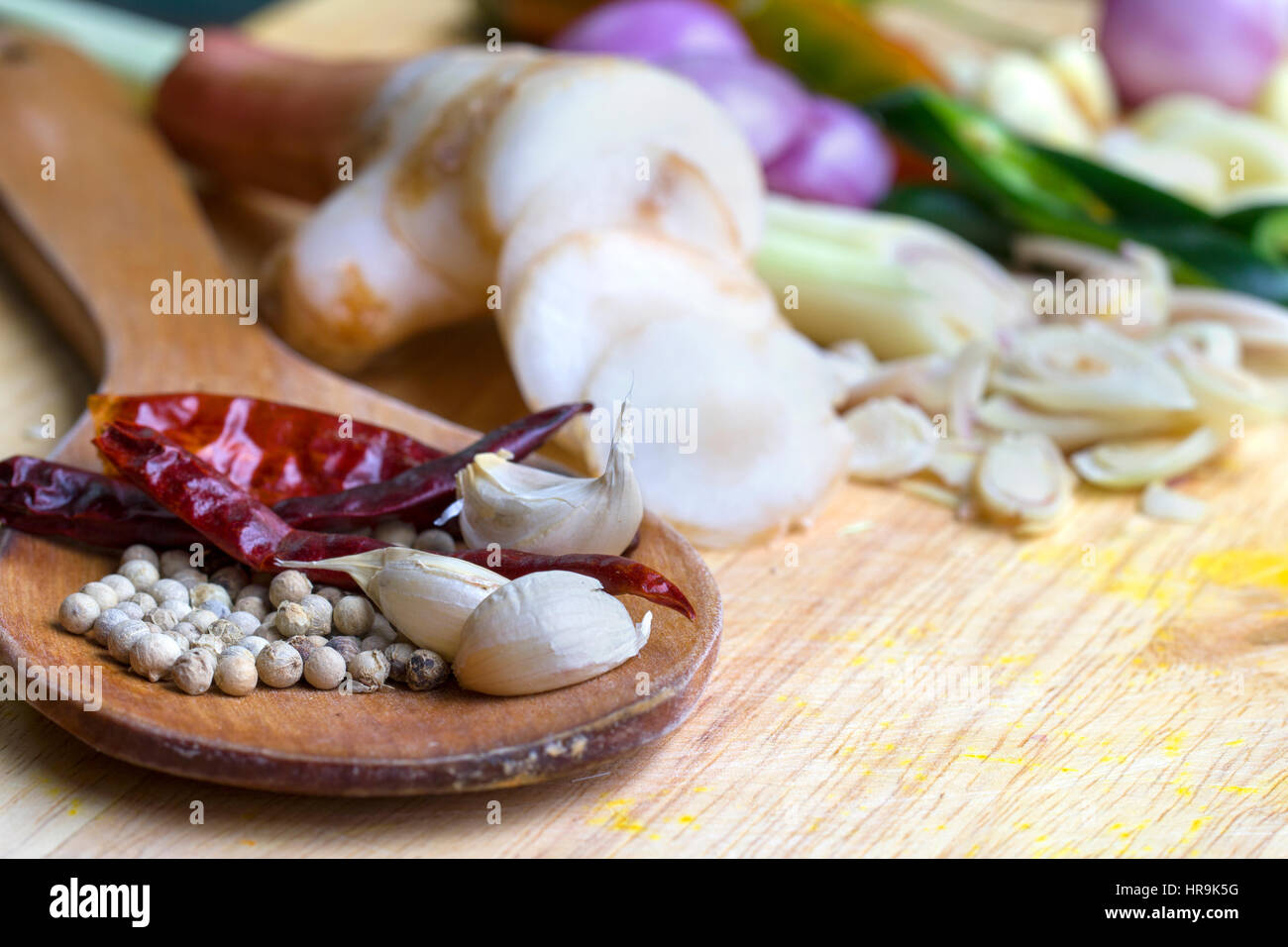 Herbs and Spices for curry paste in Thai Cooking Stock Photo Alamy
