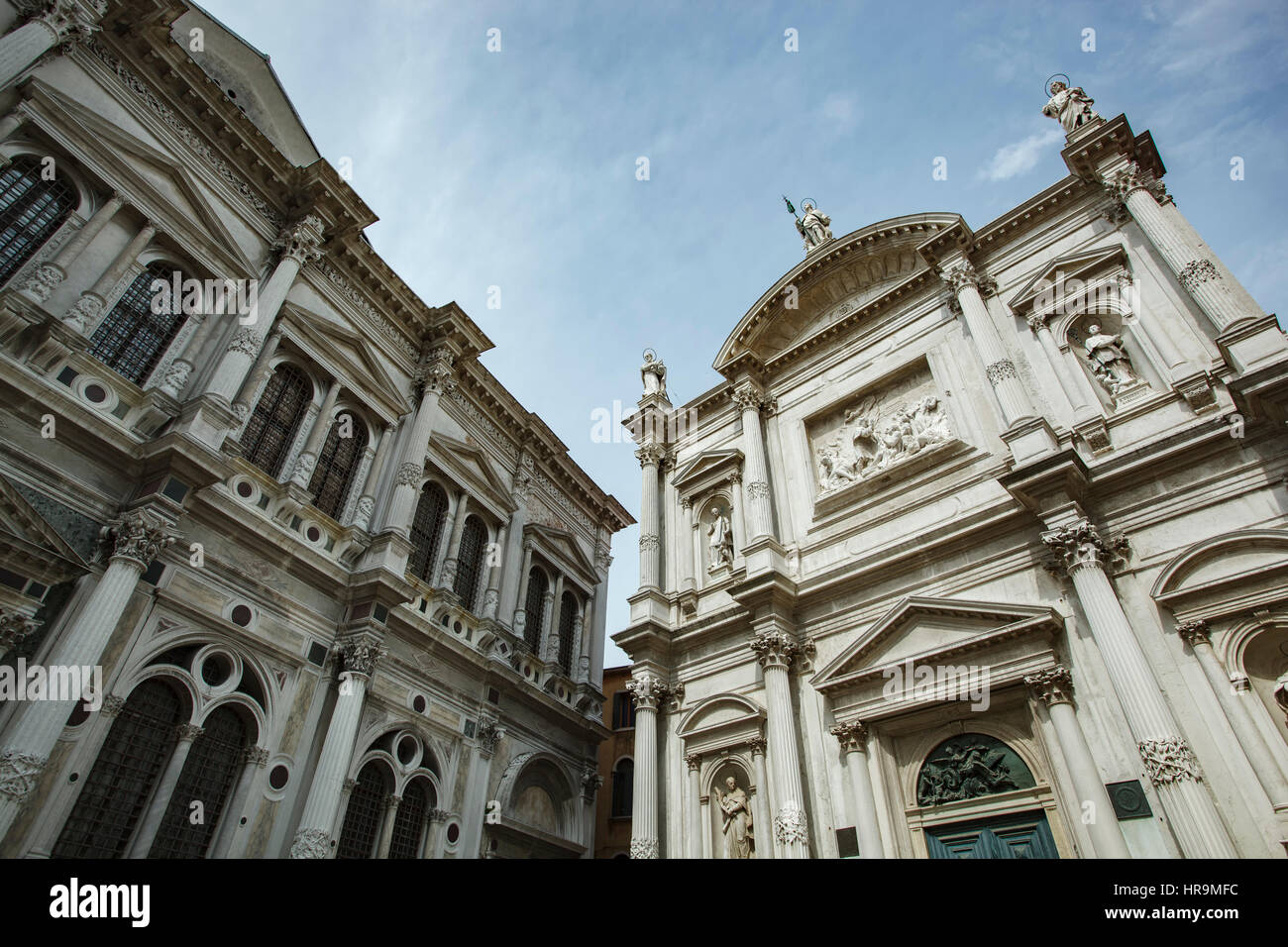 School of St. Roch/San Rocco (left) and Church of St. Roch (right), Venice, Italy Stock Photo