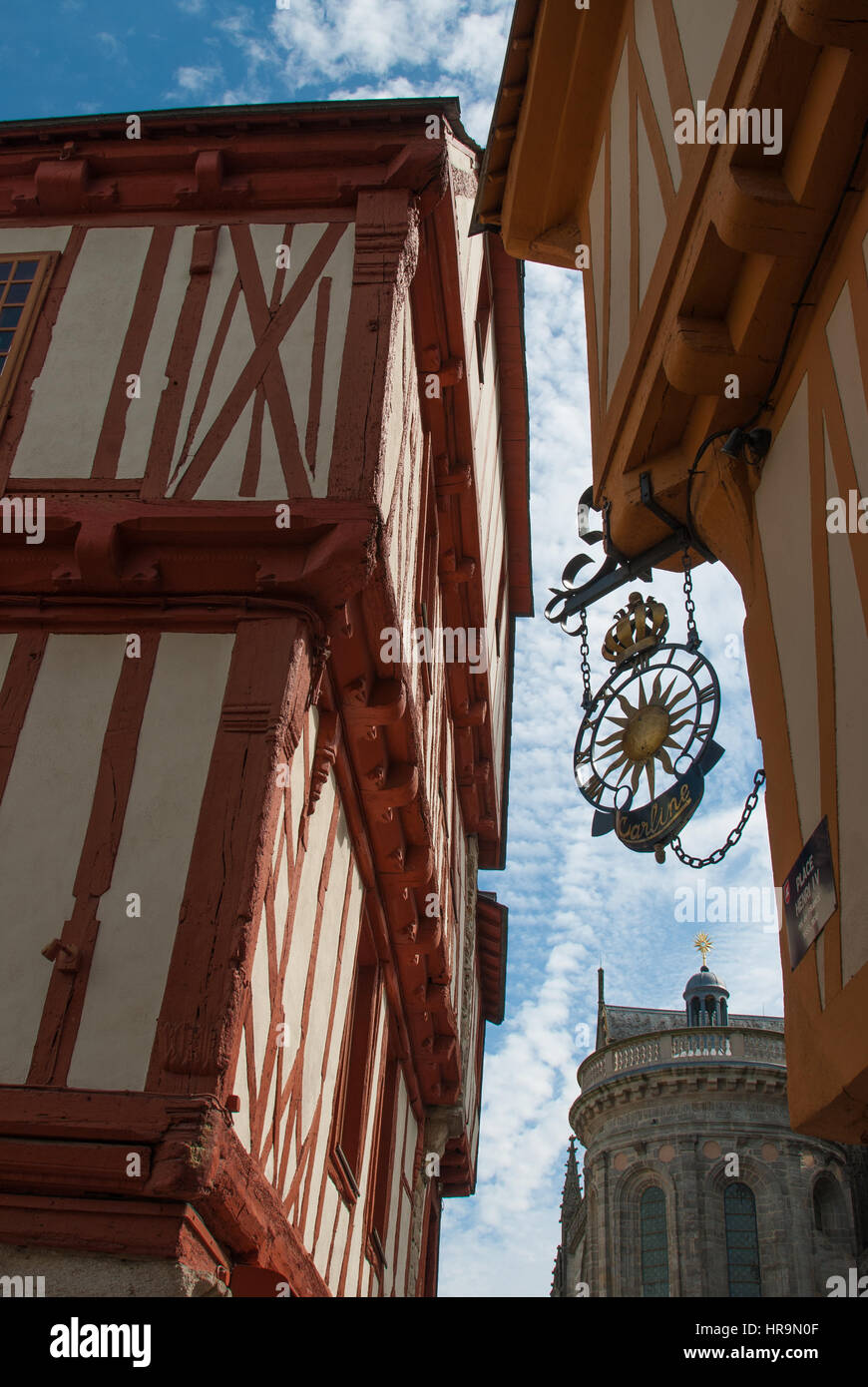 Typical Brittany houses in Vannes Stock Photo