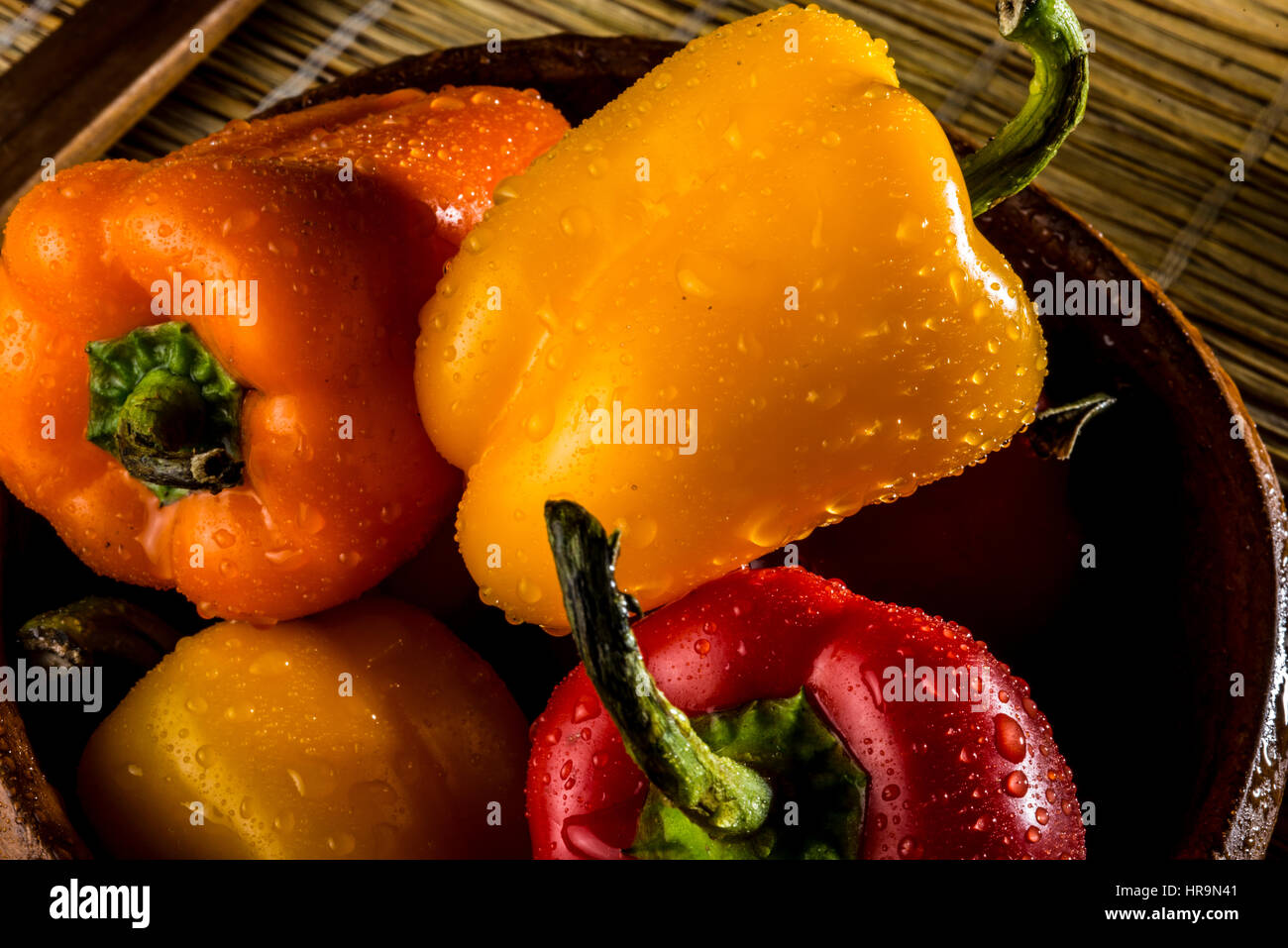 Peppers in a wood hi-res stock photography and images - Alamy