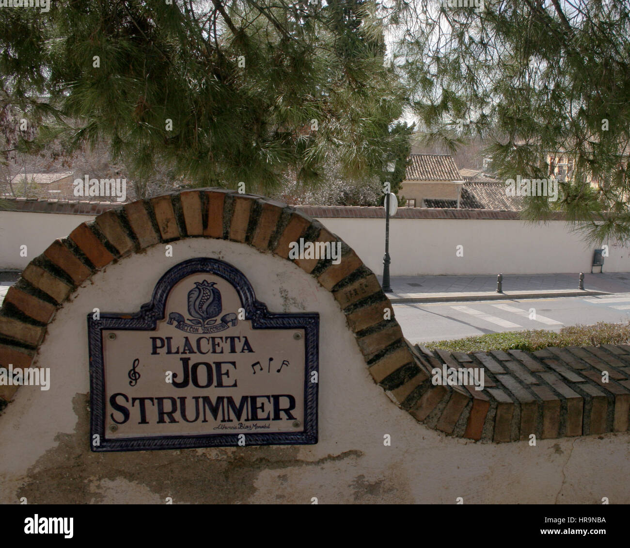 Joe Strummer square dedicated to the former frontman of punk band The Clash, and called Placeta Joe Strummer, in Granada, Granada, Andalucia, Spain Stock Photo