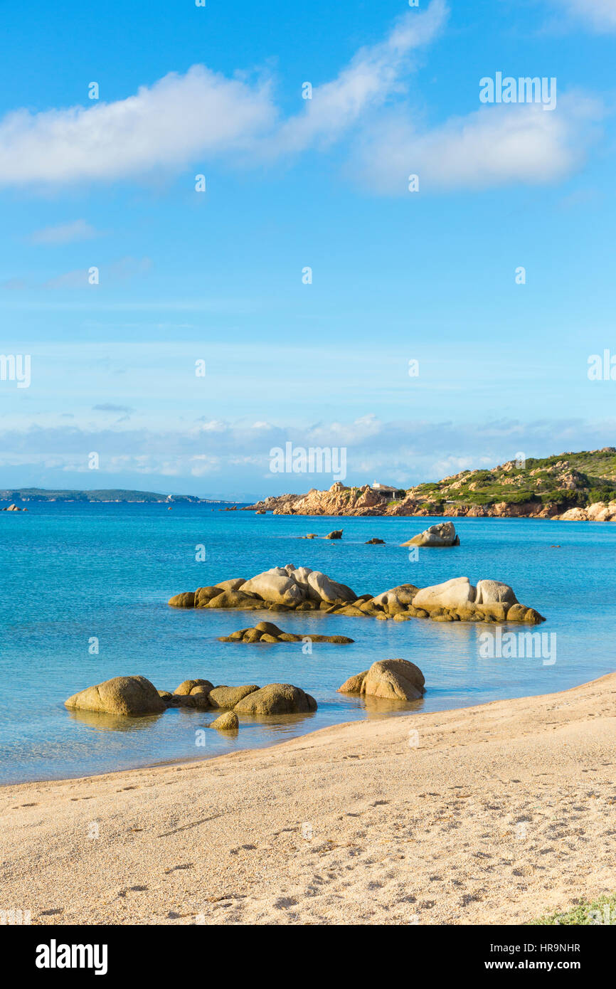 View Monti di Rena beach  in La Maddalena island, National park archipelago la Maddalena, Sardinia, Italy Stock Photo