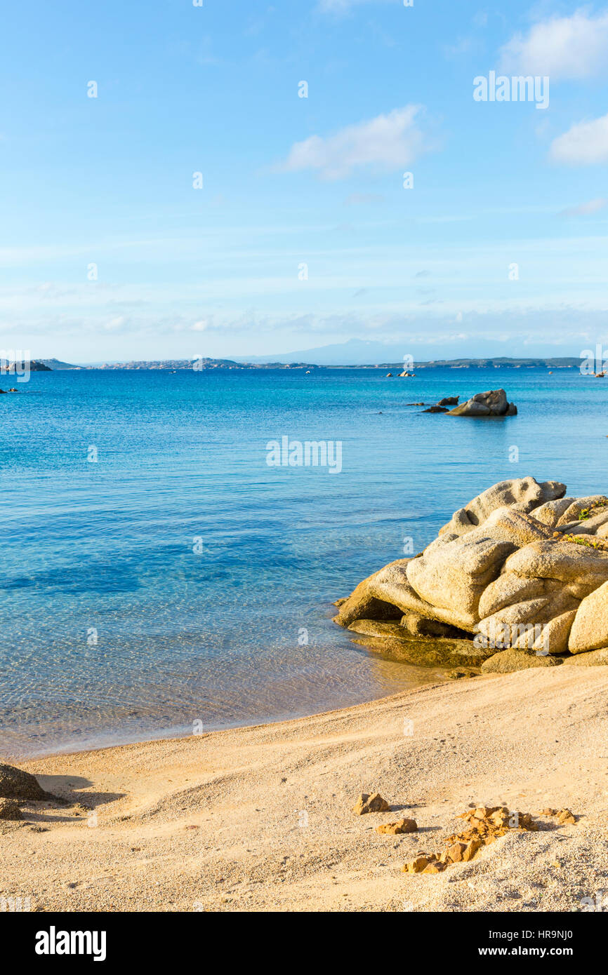 View Monti di Rena beach  in La Maddalena island, National park archipelago la Maddalena, Sardinia, Italy Stock Photo
