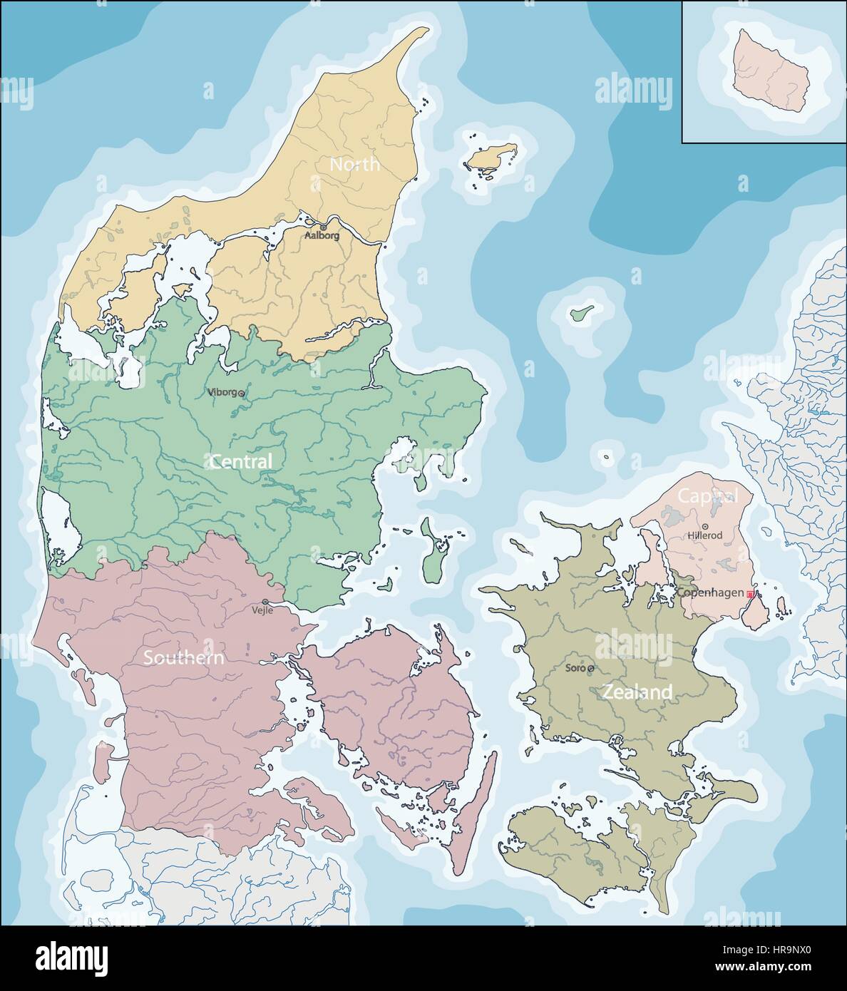 Map of Denmark Stock Vector