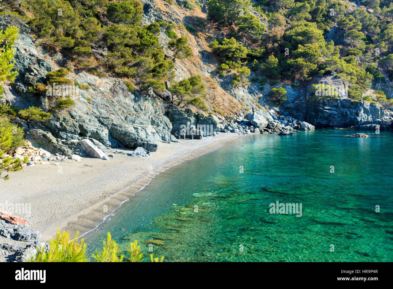 Playa Fonda Beach, Fornells, Costa Brava, Spain Stock Photo