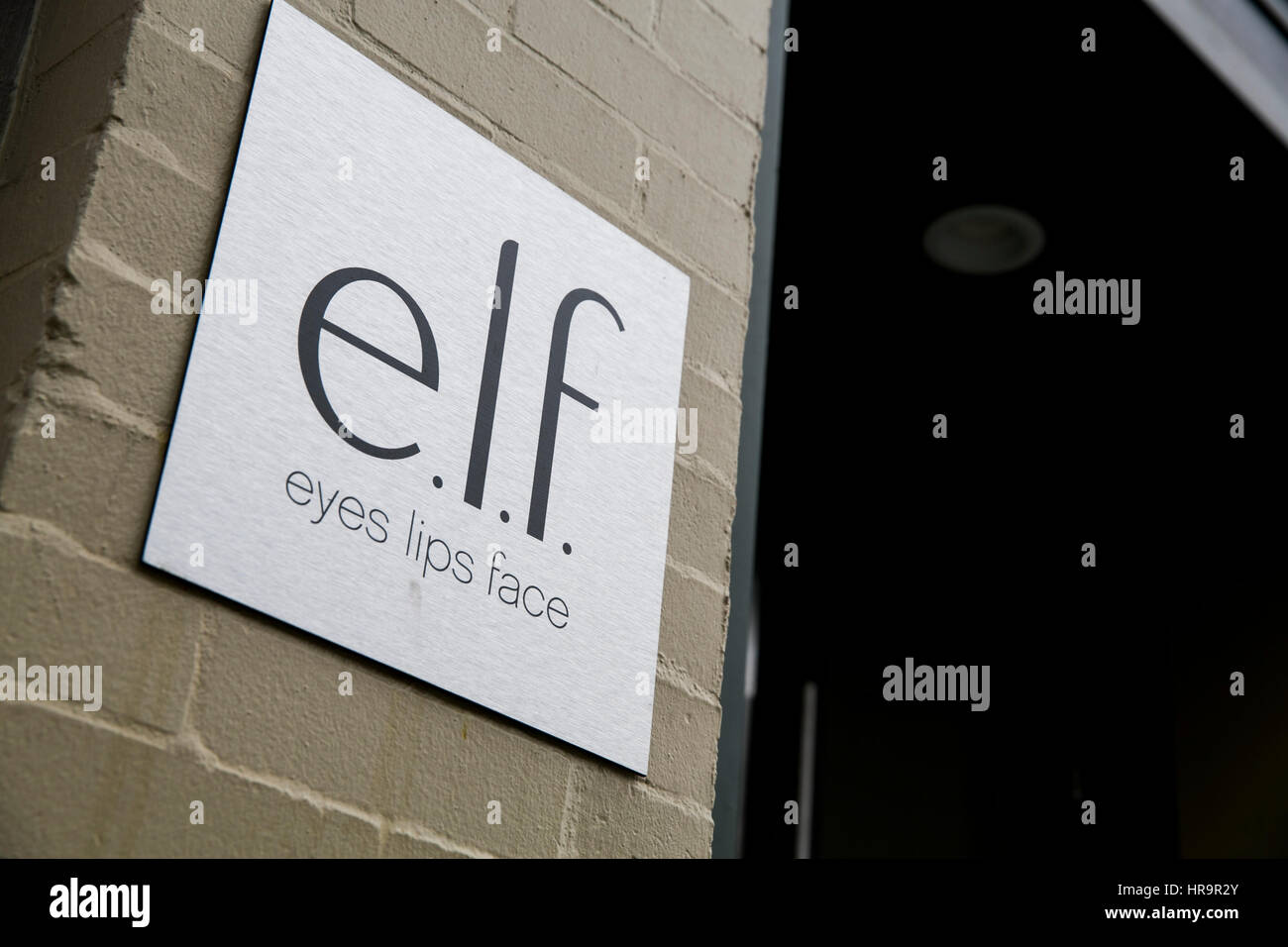 A logo sign outside of the headquarters of Eyes Lips Face, also known