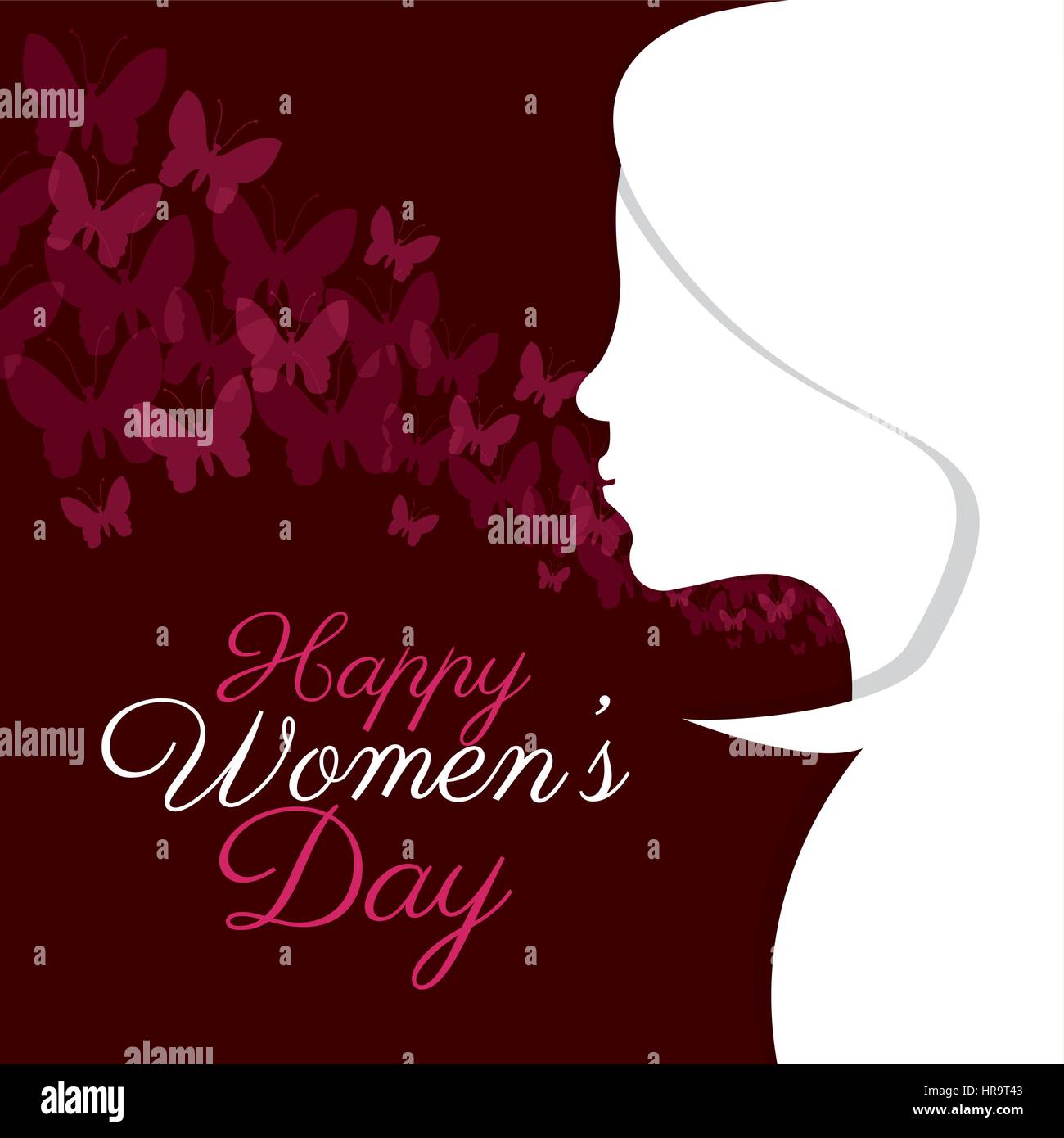 happy womens day girl silhouette Stock Vector