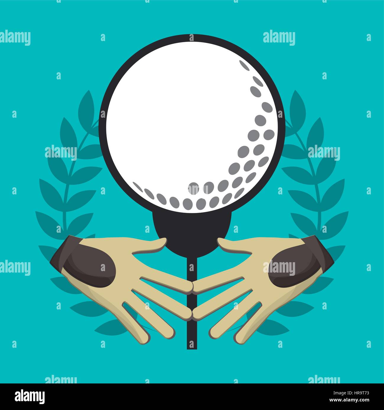 golf gloves ball on tee label Stock Vector