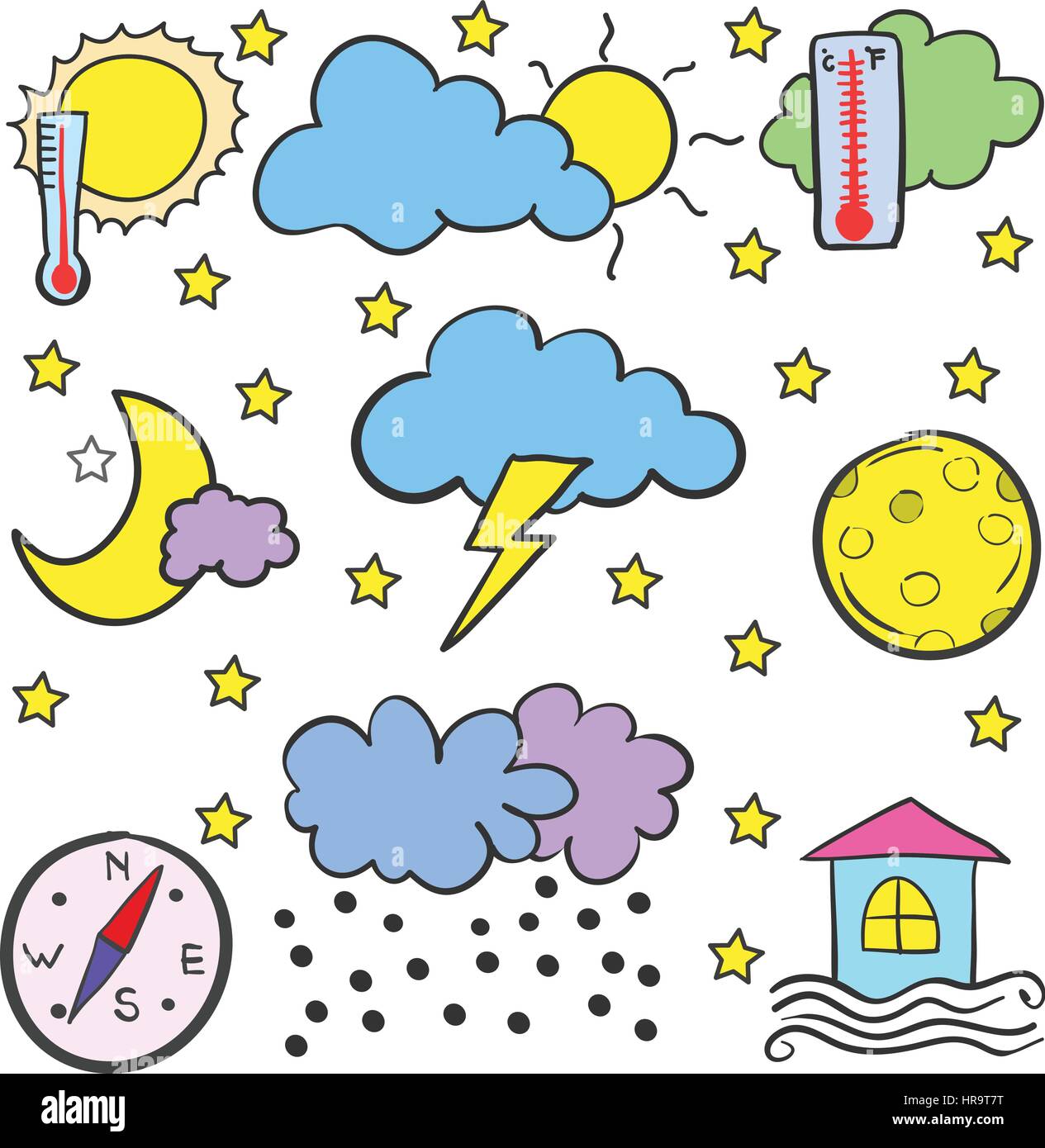 Doodle of weather set element Stock Vector Image & Art - Alamy