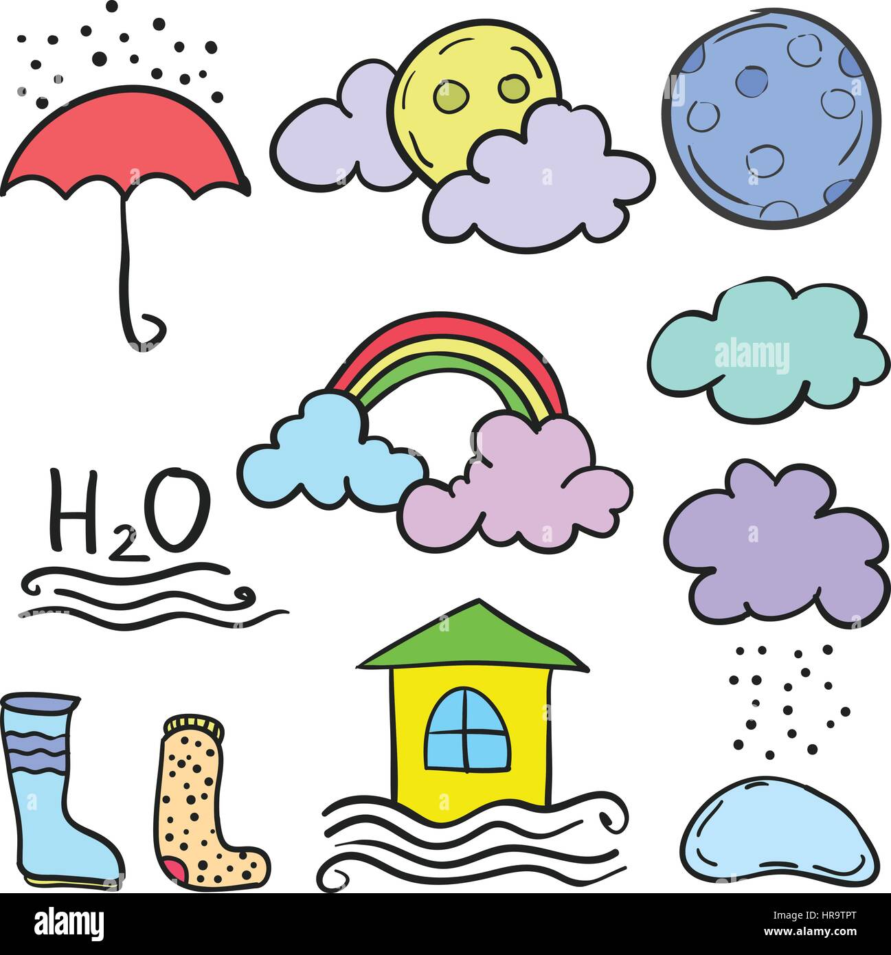 Cloud Set Weather Style Doodles High Resolution Stock Photography and ...