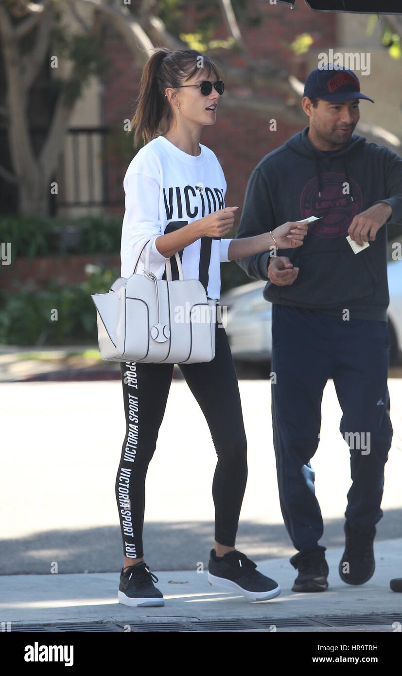 Alessandra Ambrosio heads to Tracy Anderson's gym in Brentwood, wearing