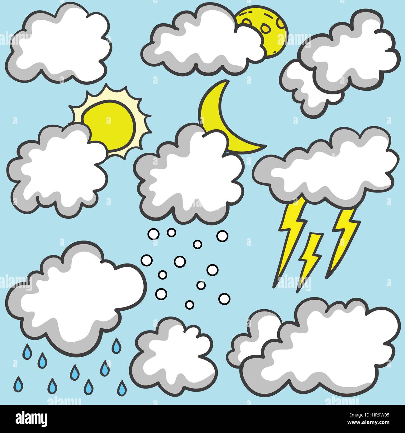 Doodle of weather set cloud various Stock Vector Image & Art - Alamy