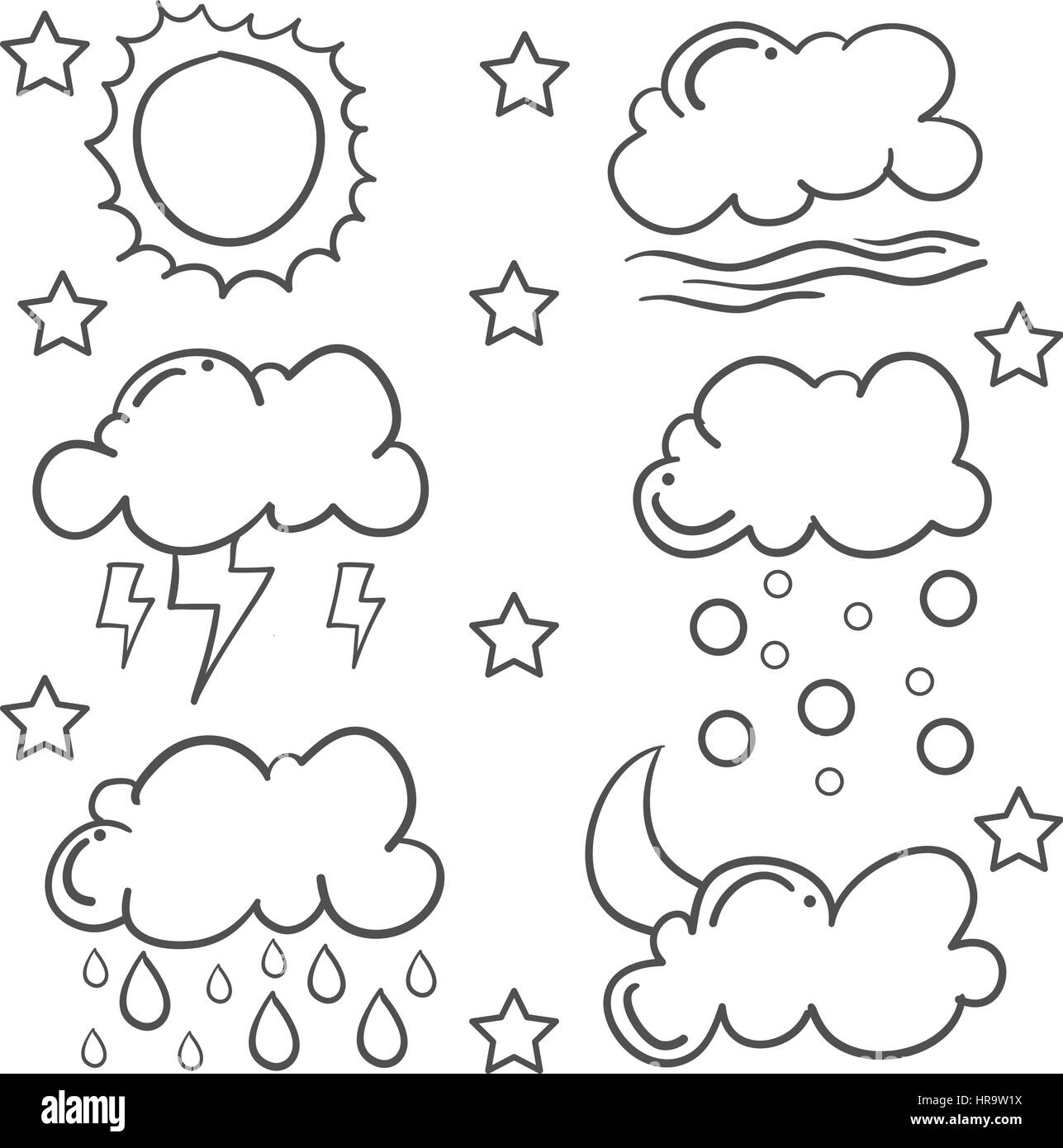 Doodle of cloud various set Stock Vector Image & Art - Alamy