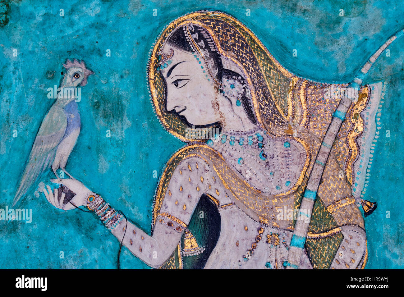 India, Rajasthan, Bundi castle, wall painting, the Chitra Shala, 18-19 ...