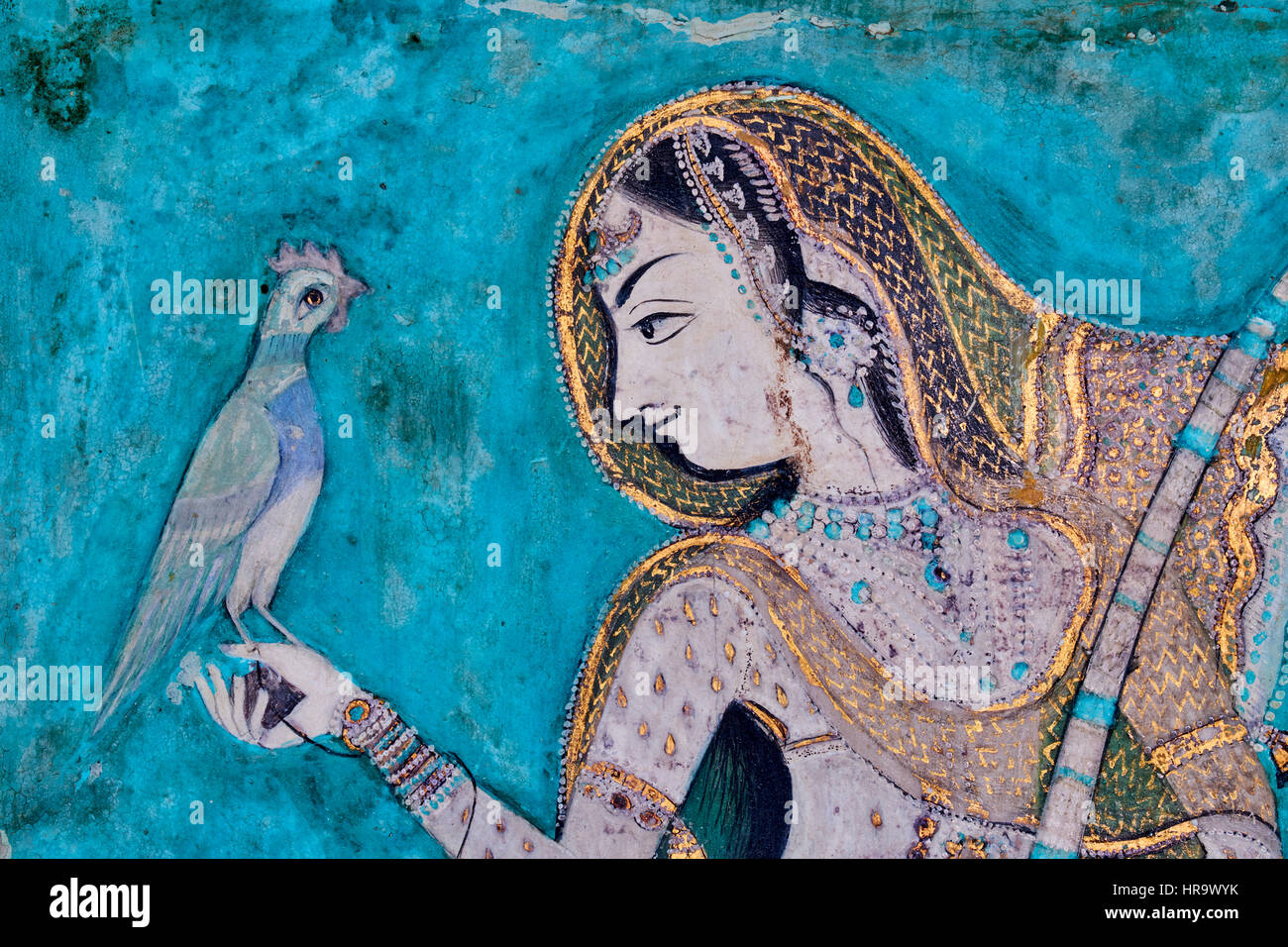 India, Rajasthan, Bundi castle, wall painting, the Chitra Shala, 18-19 ...
