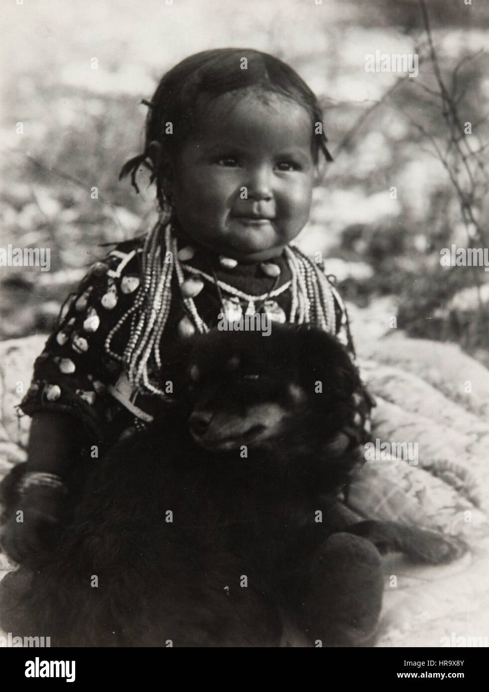 Untitled (Native American Child with Dog) Stock Photo