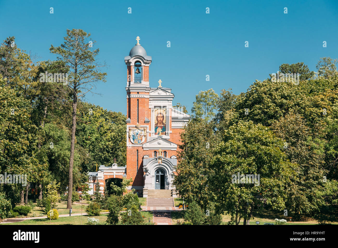 Chapel-burial-vault Of Svyatopolk-mirsky Family In Mir, Belarus. Sunny Summer Day With Blue Clear Sky. Stock Photo