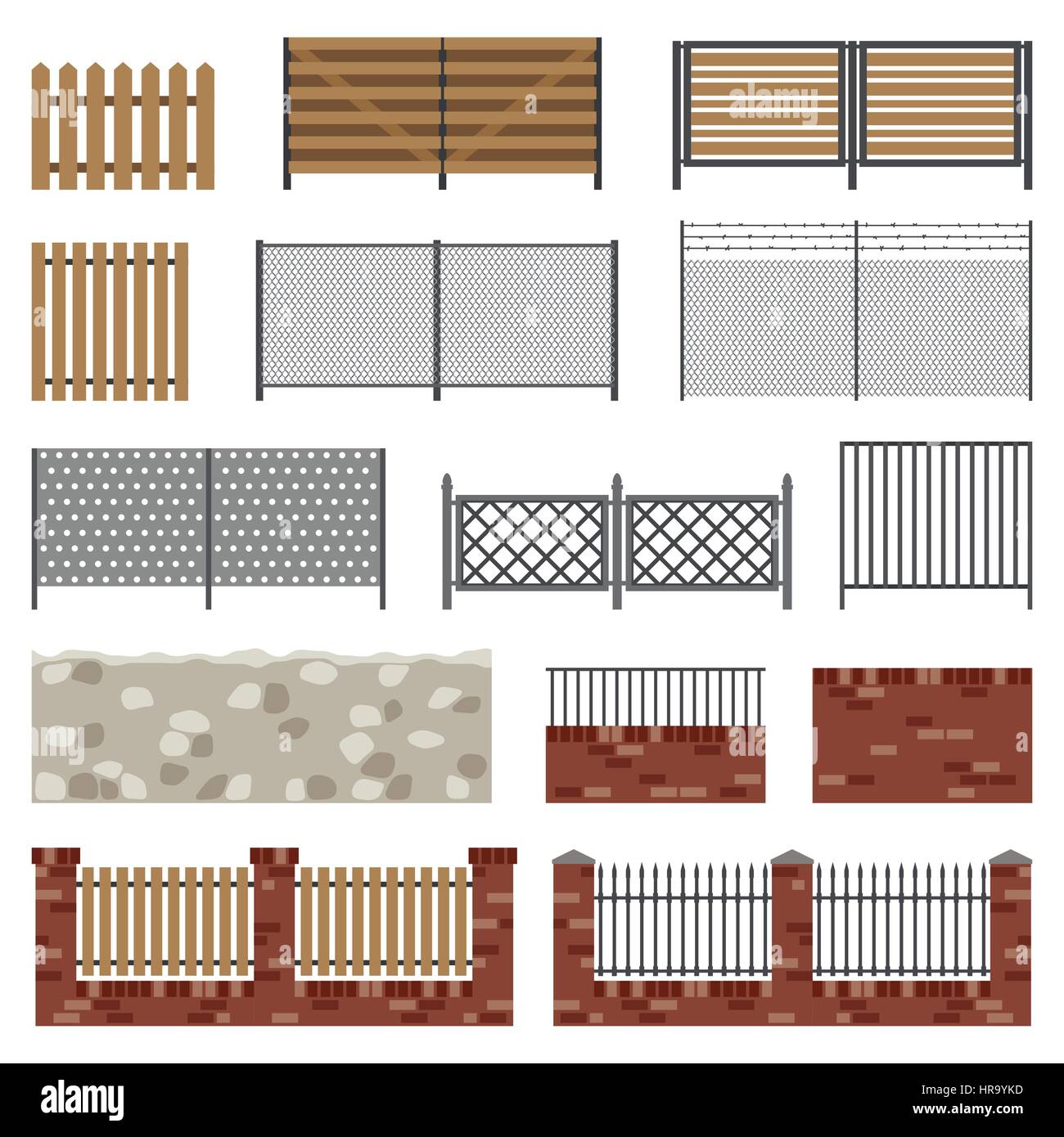 Simple flat fences. Stock Vector