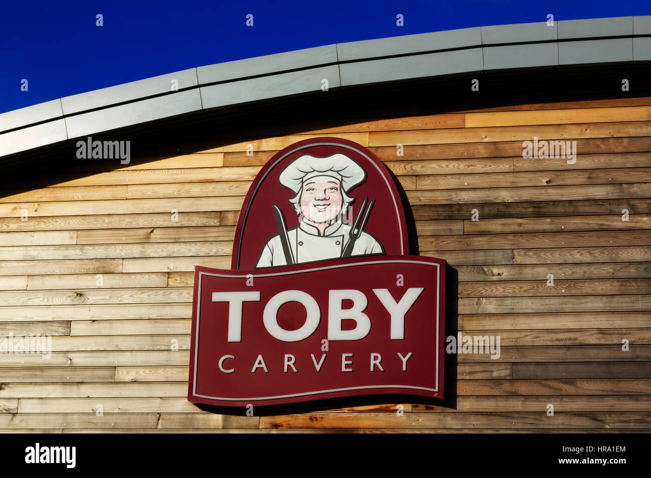 'Toby Carvery' restaurant sign, Solstice Park, Amesbury, Wiltshire, England Stock Photo
