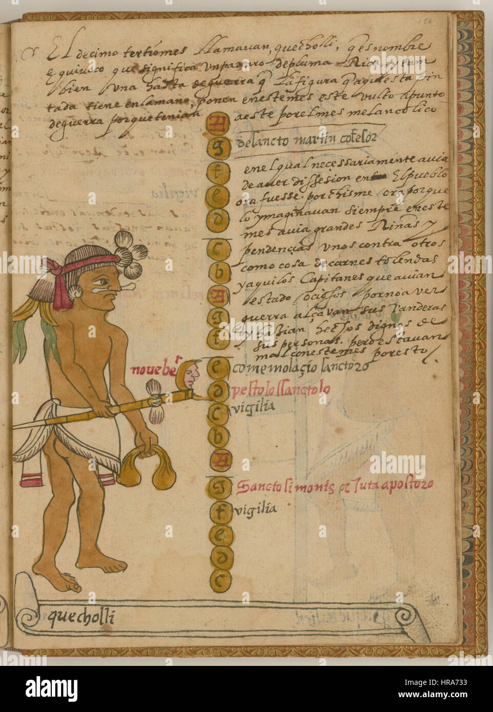 Quecholli the 14th month of the aztec solar calendar wdl6714 stock