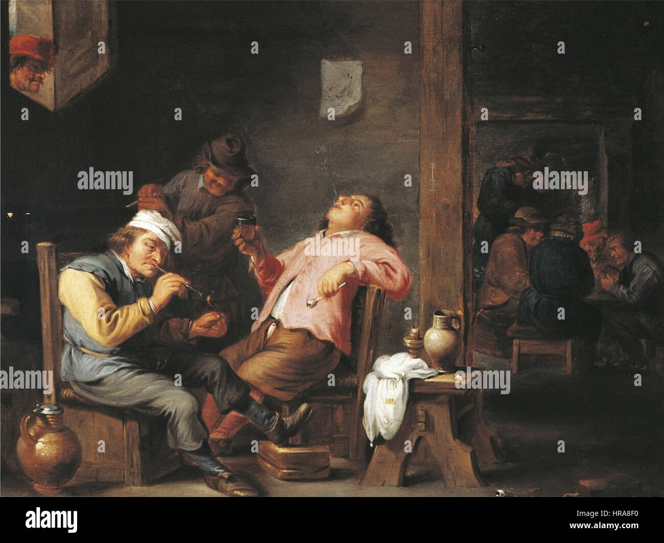 Abraham Teniers - Drinkend en rokend gezelschap in een kroeg Stock Photo