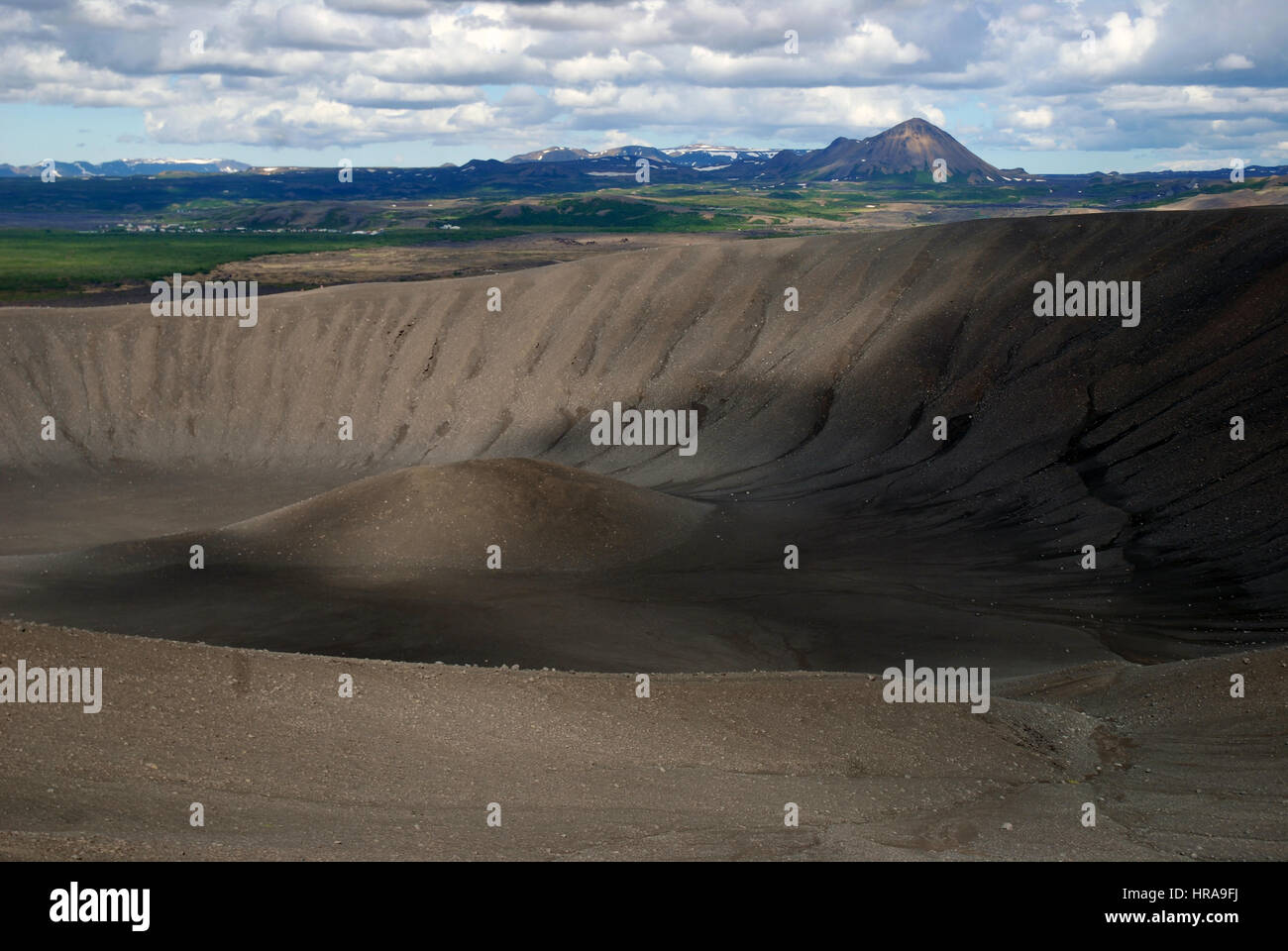 A view from the top of the crater of Hverfjall Volcano, Iceland Stock ...