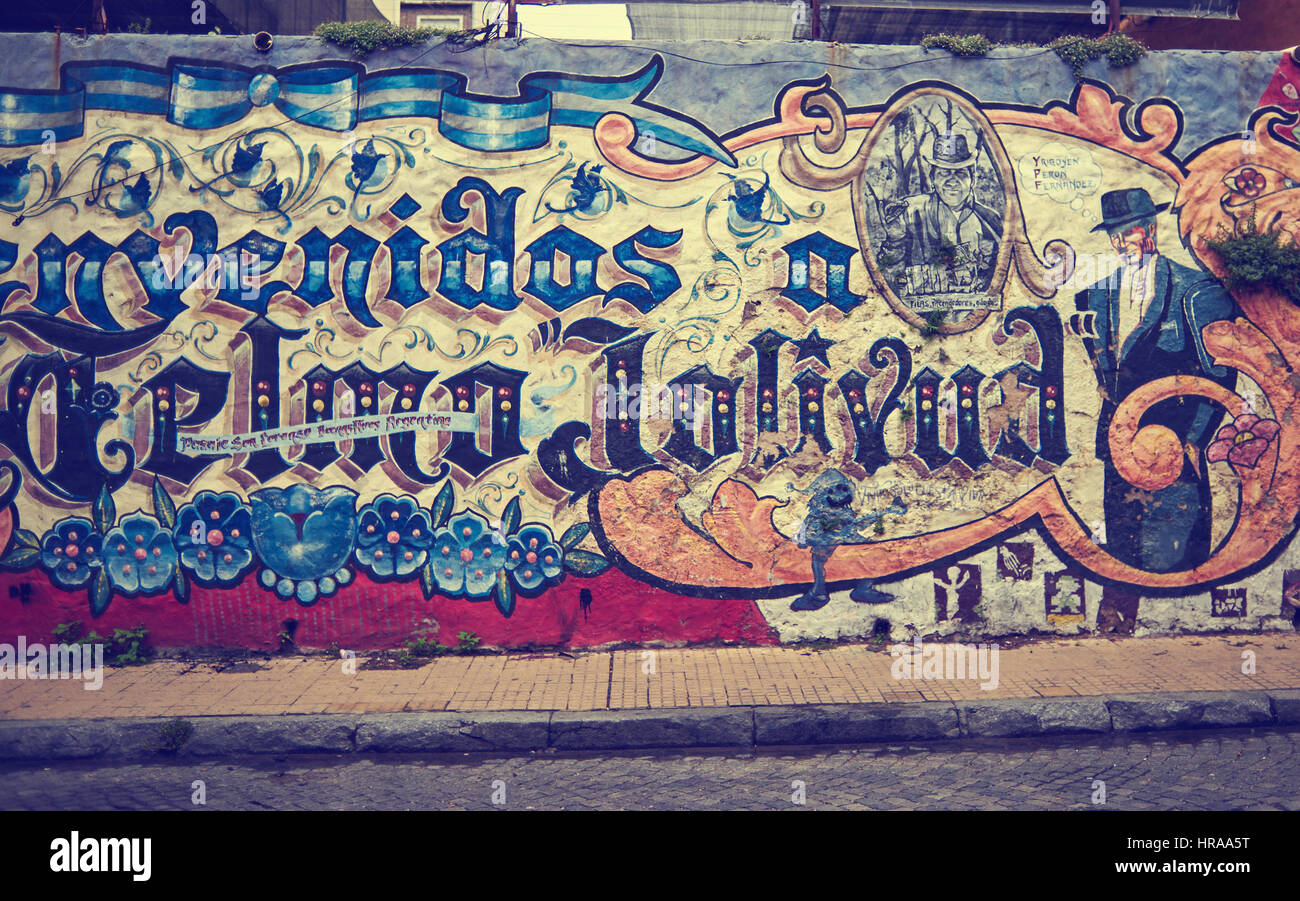 SAN TELMO, BUENOS AIRES, ARGENTINA - NOV 24, 2014: Grafitti on the wall, San Telmo, Buenos Aires Argentina Stock Photo