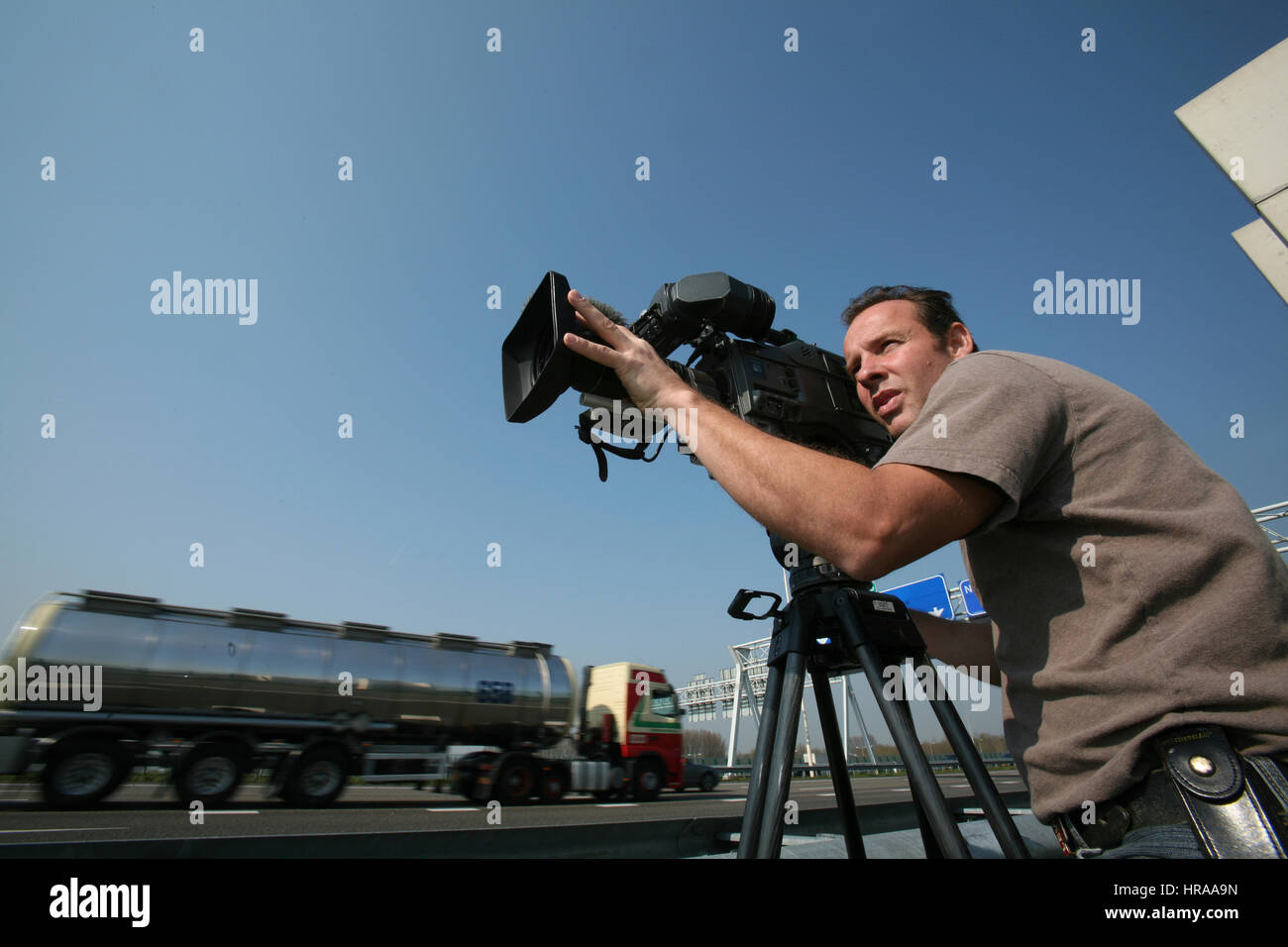 TV camera man he netherlands Stock Photo