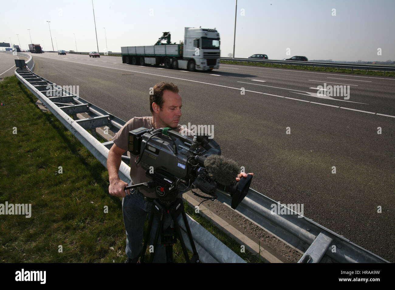 TV camera man he netherlands Stock Photo