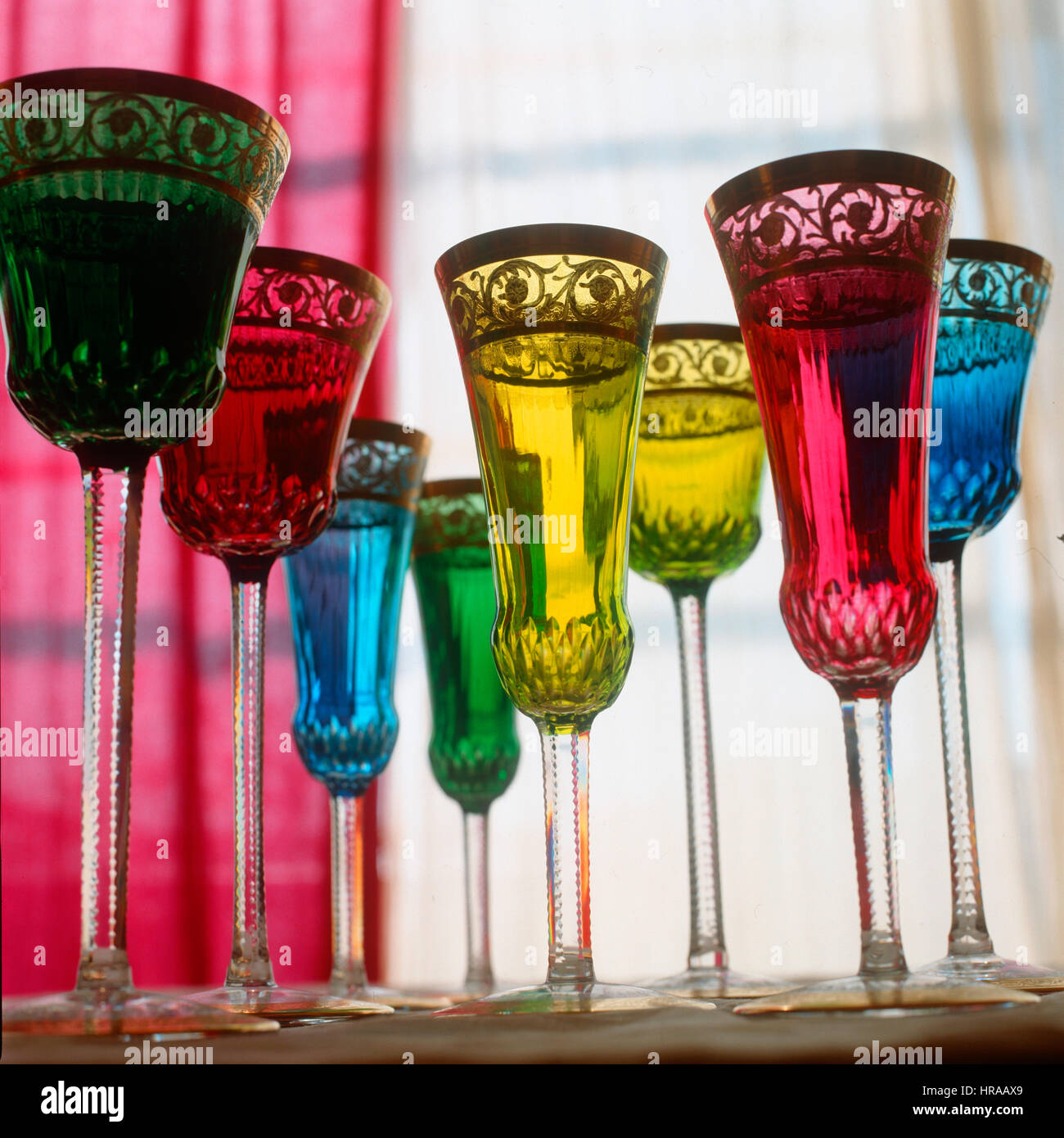 Assorted vintage glasses Stock Photo