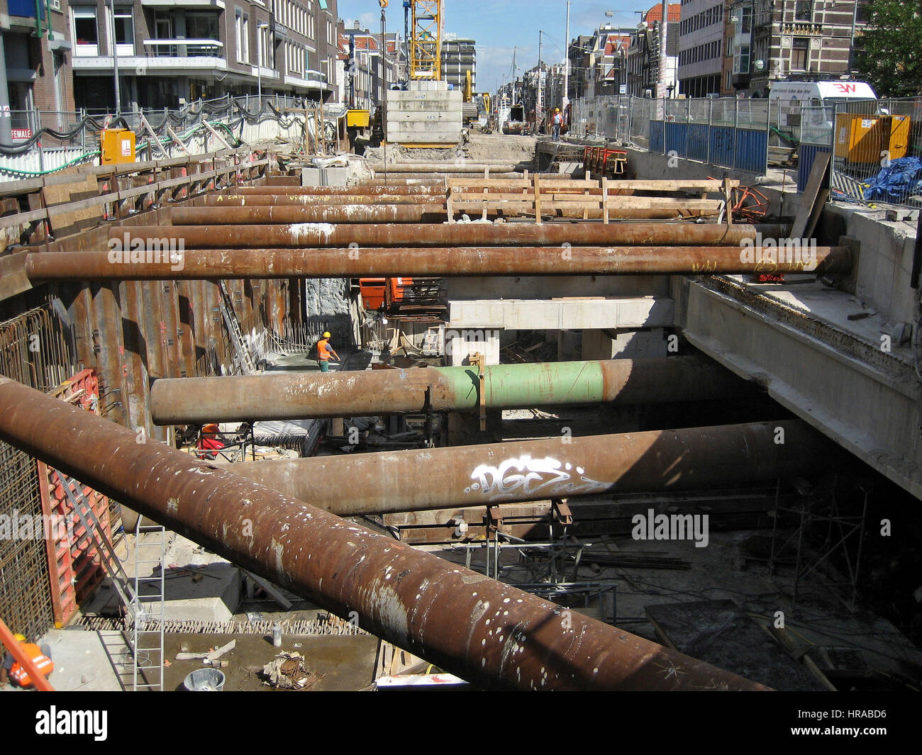 Construction of metro lines in Holland Stock Photo - Alamy