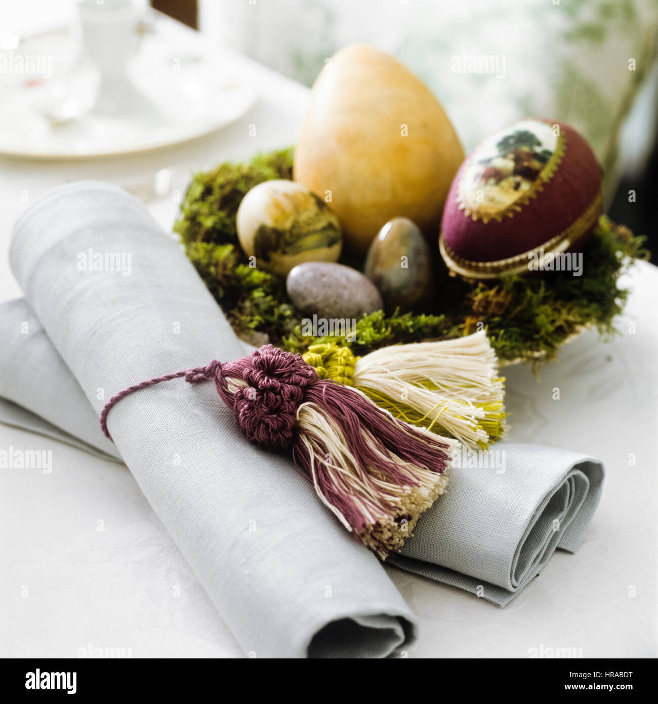 An Easter table setting. Stock Photo